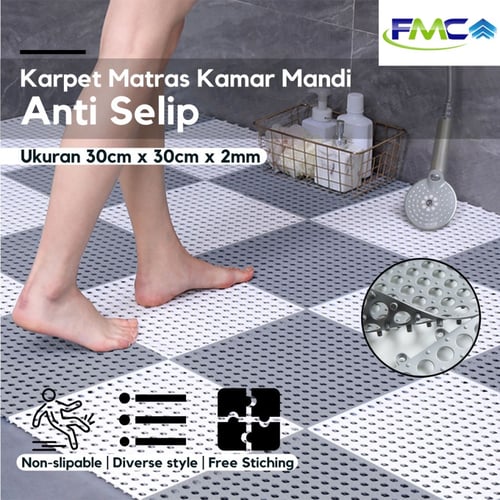 Karpet Kamar Mandi Anti Slip Sellip Alas Keset Dapur Lantai PVC - Putih