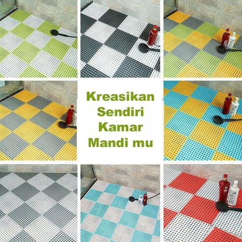 Hokkimall 16 Alas Kamar Mandi PVC Anti Slip Keset Karpet Lantai - PINK
