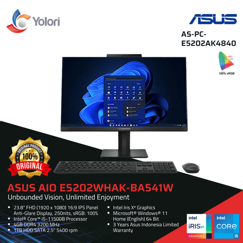 ASUS AIO E5202WHAK-BA541W i5-11500B 4GB 1TB Intel Iris Xe Graphics Windows 11