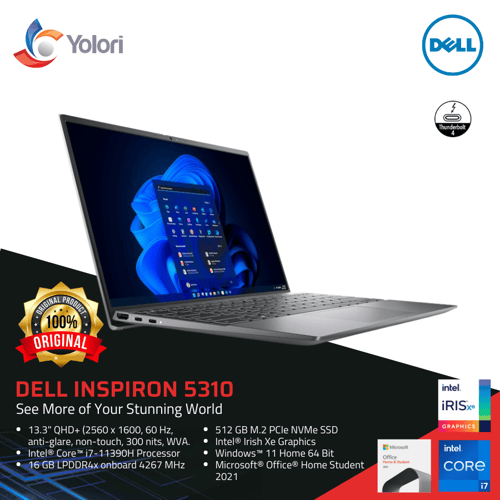 Dell Inspiron 5310 i7-11390H 16GB 512GB Intel Iris Windows 11 + OHS 2021