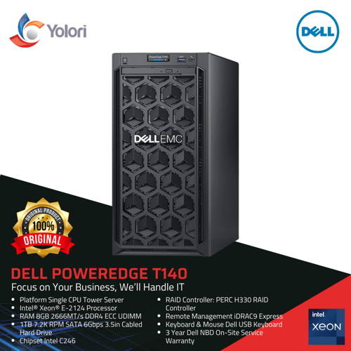 Server Dell T40 Xeon E-2224G 8GB 1TB SATA PowerEdge - 2 LAN Card