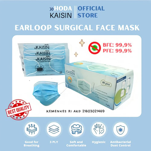 Masker Earloop Pink KAISIN 3 Ply 50 Pcs Face Mask