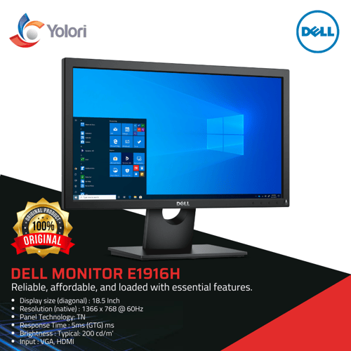 Dell Monitor E1916H 18.5 HD 1366 x 768 LED Backlight