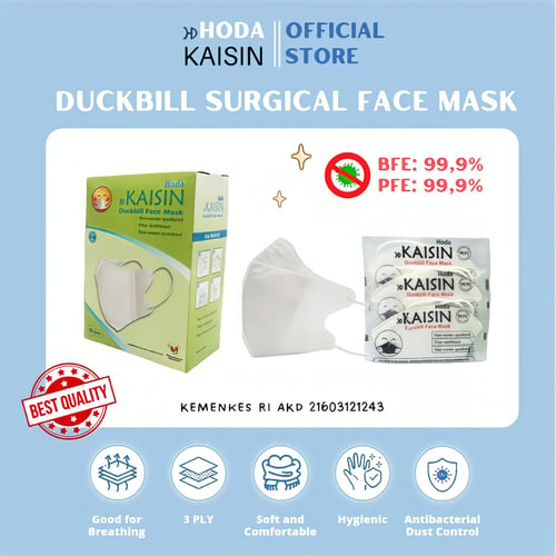 Masker Duckbill KAISIN 3Ply 10 (Size L) Pcs Face Mask Premium High Quality