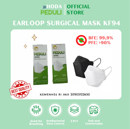 Masker KF94 PEDULI Putih 4Ply 20Pcs Face Mask Good Quality