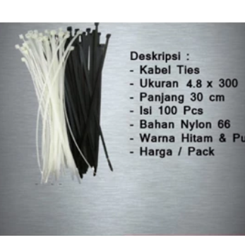 Kabel ties 30cm lebar ties 4.8mm hitam/putih per pack isi 100 pcs