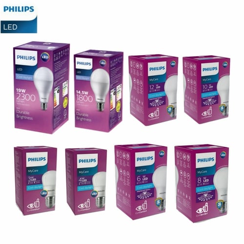 LED Bulb PHILIPS MyCare 3W 4W 6W 8W 10W 12W 14.5W 19W Watt E27 Putih - PUTIH 6500K, 3 Watt