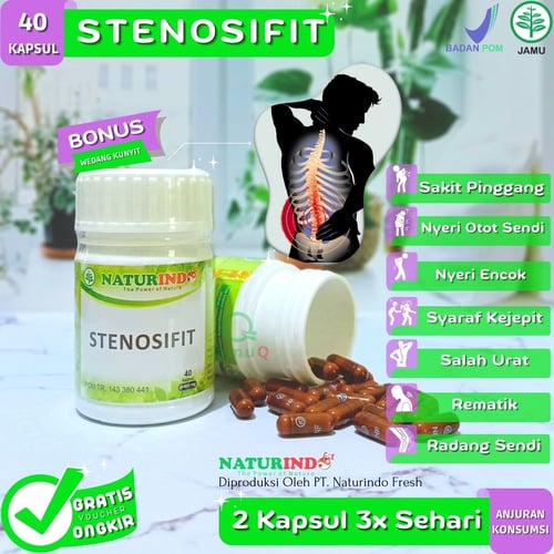 Obat Untuk Sakit Pinggang Syaraf Kejepit Terjepit Di Punggung Tulang Belakang Encok Boyok Nyeri Sendi Belakang Herbal STENOSIFIT 40 Kapsul Naturindo