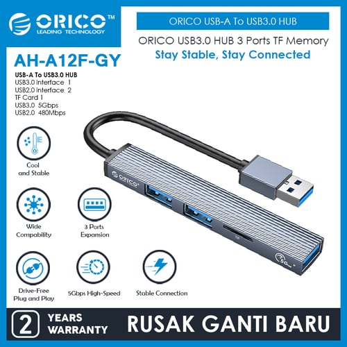 ORICO USB3.0 HUB 3 Ports TF Memory 5Gbps - AH-A12F