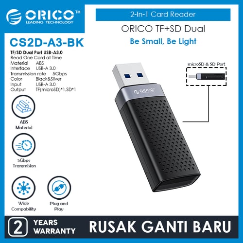 ORICO USB-A 3.0 Card Reader Single Read 5Gbps TF SD - CS2D-A3