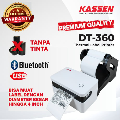 KASSEN DT360 PRINTER LABEL THERMAL BLUETOOTH USB