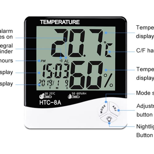 Termometer Hygrometer Digital LCD Alarm Kalender Indoor