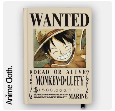 Notebook Luffy Wanted Poster One Piece Anime Buku Jurnal Spiral Custom