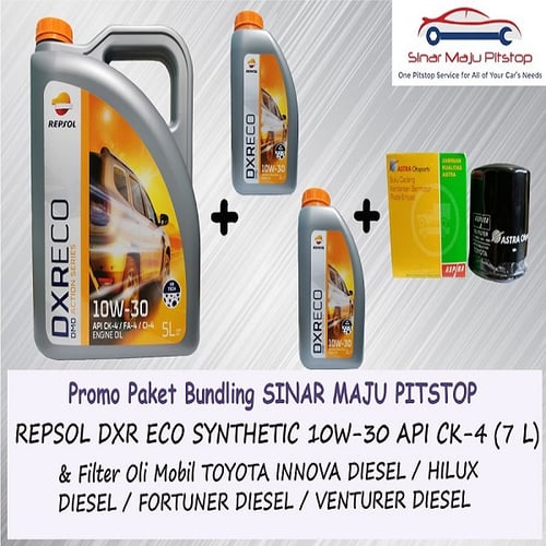 Paket Bundling Oli 7 Liter REPSOL DXR ECO DIESEL 10W-30 Original & Filter TOYOTA INNOVA & FORTUNER DIESEL