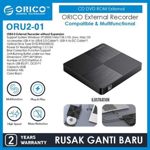 ORICO USB2.0 External Recorder CD 24X DVD 8X CD-RW DVD-RW - ORU2-01