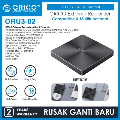 ORICO USB3.0 External Recorder CD 24X DVD 8X CD-RW DVD-RW - ORU3-02