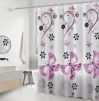 Gorden Tirai Kamar Mandi Shower Curtain Motif Lucu Dan Unik Premium - 180x200 cm, Persegi Panjang