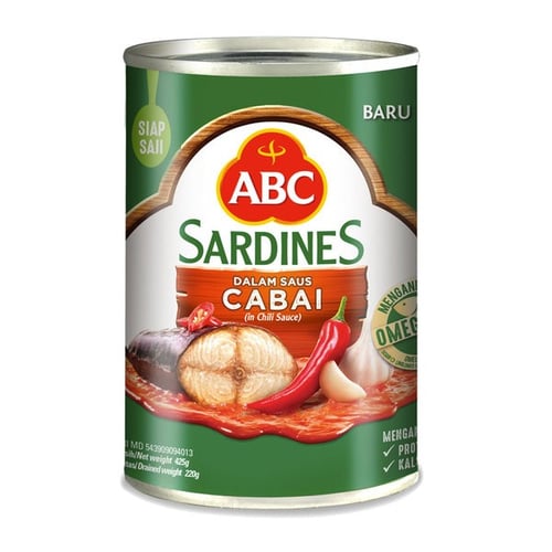 ABC Sardines Saus Cabai 400gr - Ikan Sarden Chili Sauce Kalengan Besar