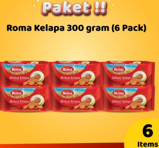 Biskuit Roma Kelapa 300 gram (6 Pack)