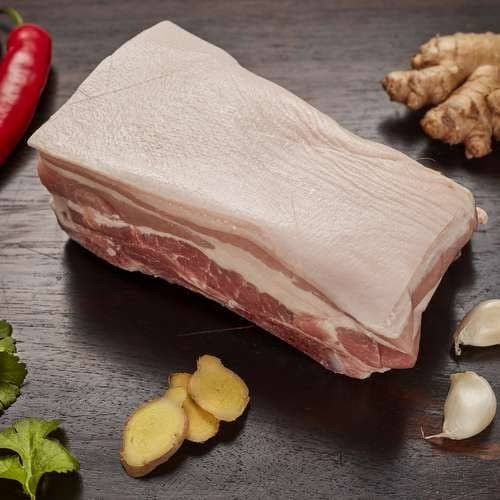 daging babi samcan pork belly sam can skin on 1kg - 500gr