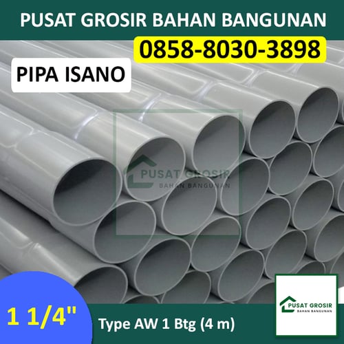 Pipa PVC 1 1/4 Inch AW Merek Isano Abu Pipa Wavin 1 1/4 Inch AW Per Btg (4m)