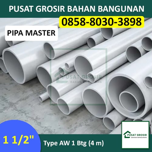 Pipa PVC 1 1/2 Inch AW Merek Master Pipa Wavin 1 1/2 Inch AW Per Btg (4m)