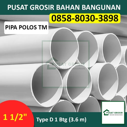 Pipa PVC 1 1/2 Inch D Tanpa Merek Pipa Wavin 1 1/2 Inch D Per Btg (4m)