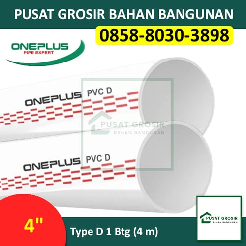Pipa PVC 4 Inch D Oneplus Pipa Wavin 4 Inch D Per Btg (4m)
