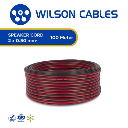 Wilson Cables - Kabel Audio 2 X 0.50 mm2 (2 x 20 0.18) 100 Meter - Red - Black