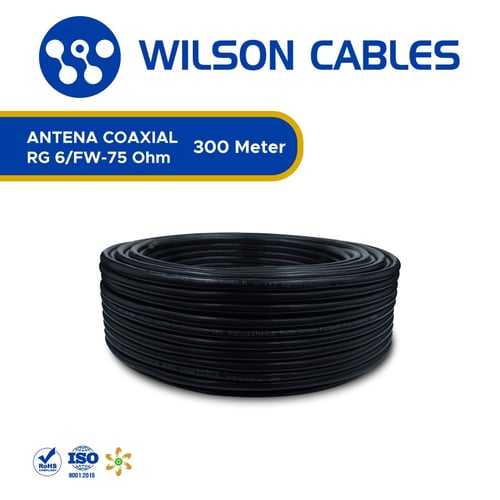 Kabel Coaxial RG 6 FW-OHM 75 300 Meter Hitam - Wilson Cables