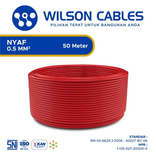 NYAF 0.5 mm2 50 Meter - Kabel Listrik Tembaga Wilson Cables - Hitam