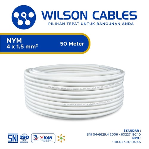NYM 4x1.5 mm2 50 Meter Putih - Kabel Listrik Tembaga Wilson Cables