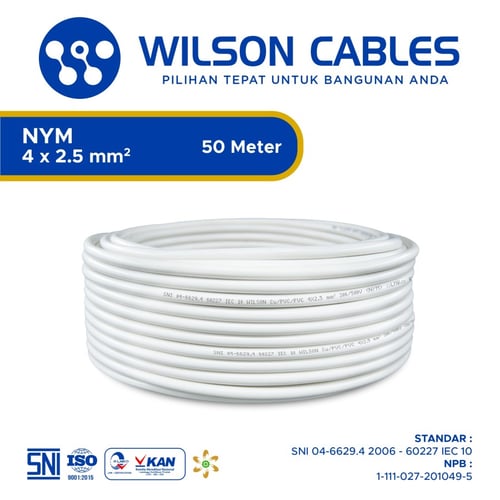 NYM 4x2.5 mm2 50 Meter Putih - Kabel Listrik Tembaga Wilson Cables