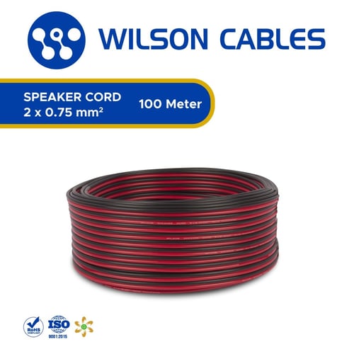 Wilson Cables - Kabel Audio 2 X 0.75 mm2 (2 x 30 0.18) 100 Meter - Red - Black