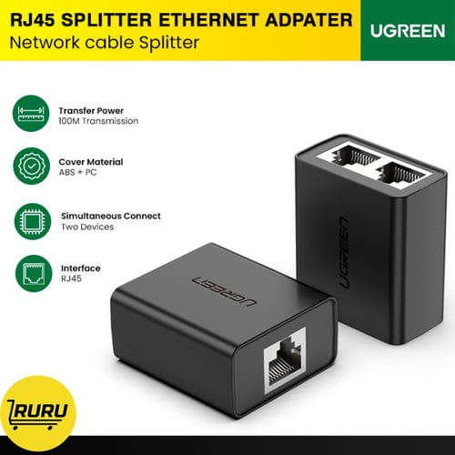 UGREEN RJ45 Splitter Adapter 1 to 2 Network Cable Spliiter 2 Pcs