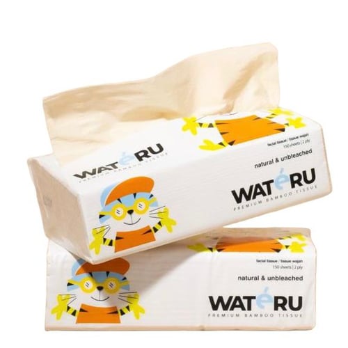 Wateru Premium Bamboo Tissue / Tisu Bambu - Facial 150 Sheets