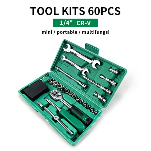 ISKU Kunci sok Set 60 Pcs pcs rachet Tool Kit Set Motor Lengkap