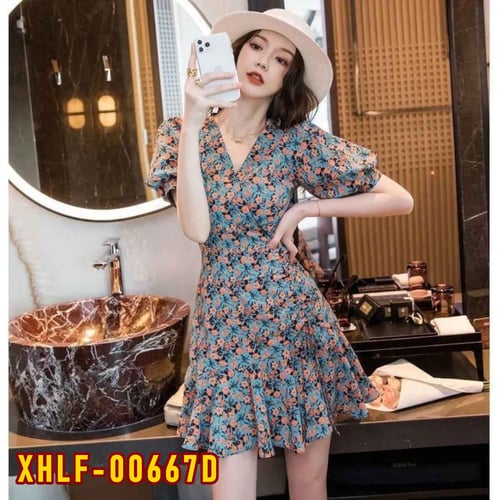 XHLF-00667D Dress Wanita / Pakaian / Terusan / Gaun Perempuan / Cewe / Cewek