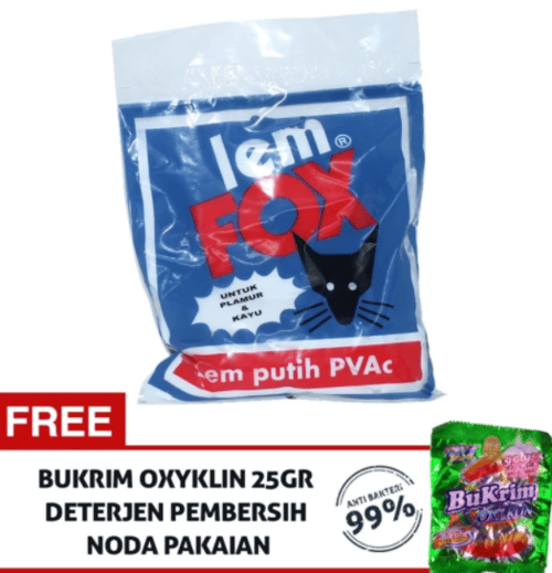 FOX Lem Kantong Pvac Biru 600g Free Bukrim Detergent 25 Gr