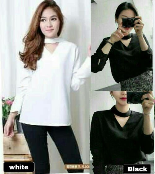 blouse putih shopee