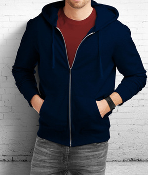 Size XXL - Jaket Sweater Polos Hoodie Zipper Polos Biru Donker