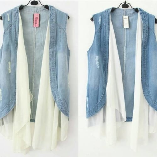 vest jeans layer krem / putih