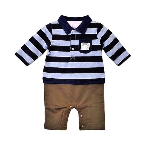 Cool Baby Romper Big Stripe Jumpsuit Anak - Black