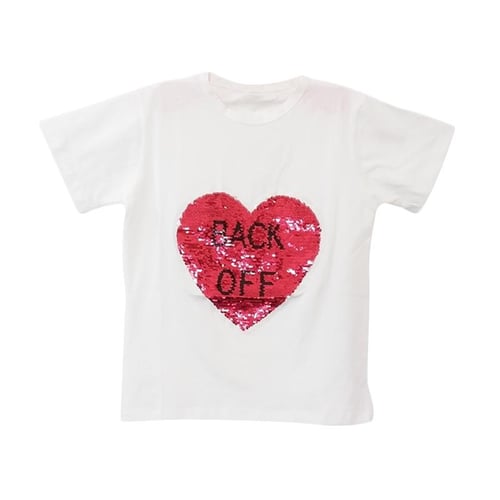 GBS Heart Reversible Sequin T-Shirt Anak Perempuan - White