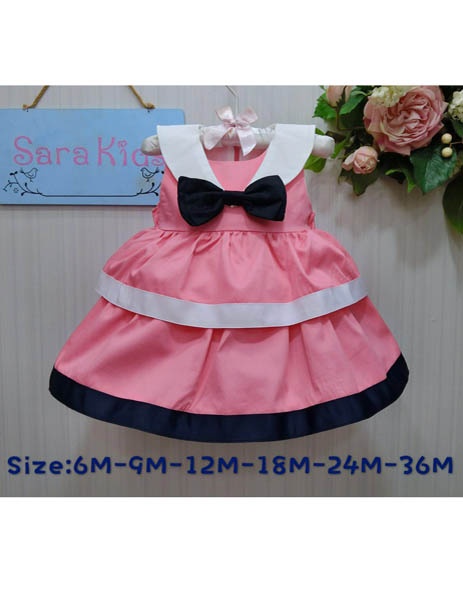 Sara Kids Ribbon Dress - Peach