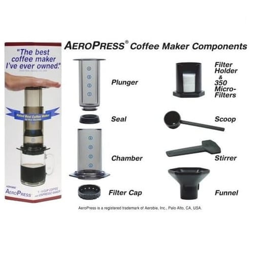 AEROBIE AeroPress Espresso Maker Kopi 1-4Cup Transparant No Tote Bag