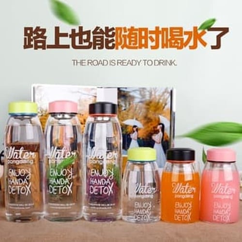Pongdang Glass Water Bottle Infuser Botol Minum Detox Green 350ml