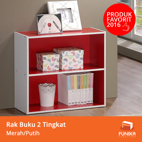 FUNIKA Bookcase 2 Tier 11240 RD WH