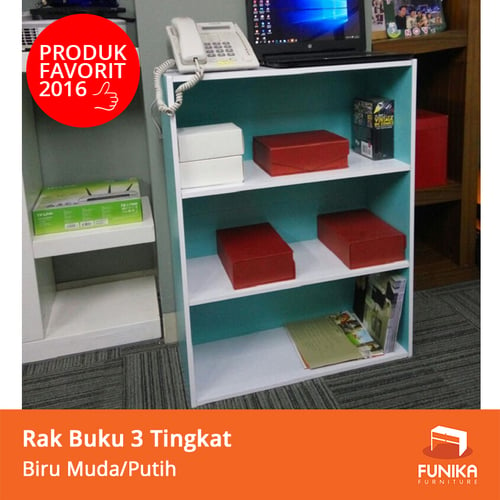 FUNIKA Bookcase 3 Tier 11241 LTB WH CPB