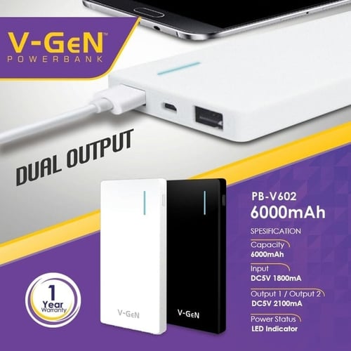 VGEN PB-V602 Powerbank 6000mAh Dual Output